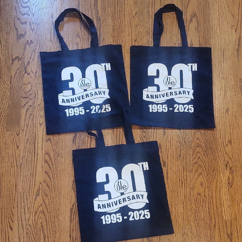 Lot of 3 Isle Bettendorf Iowa 30th Anniversary Navy Tote Bag canvas nwot black